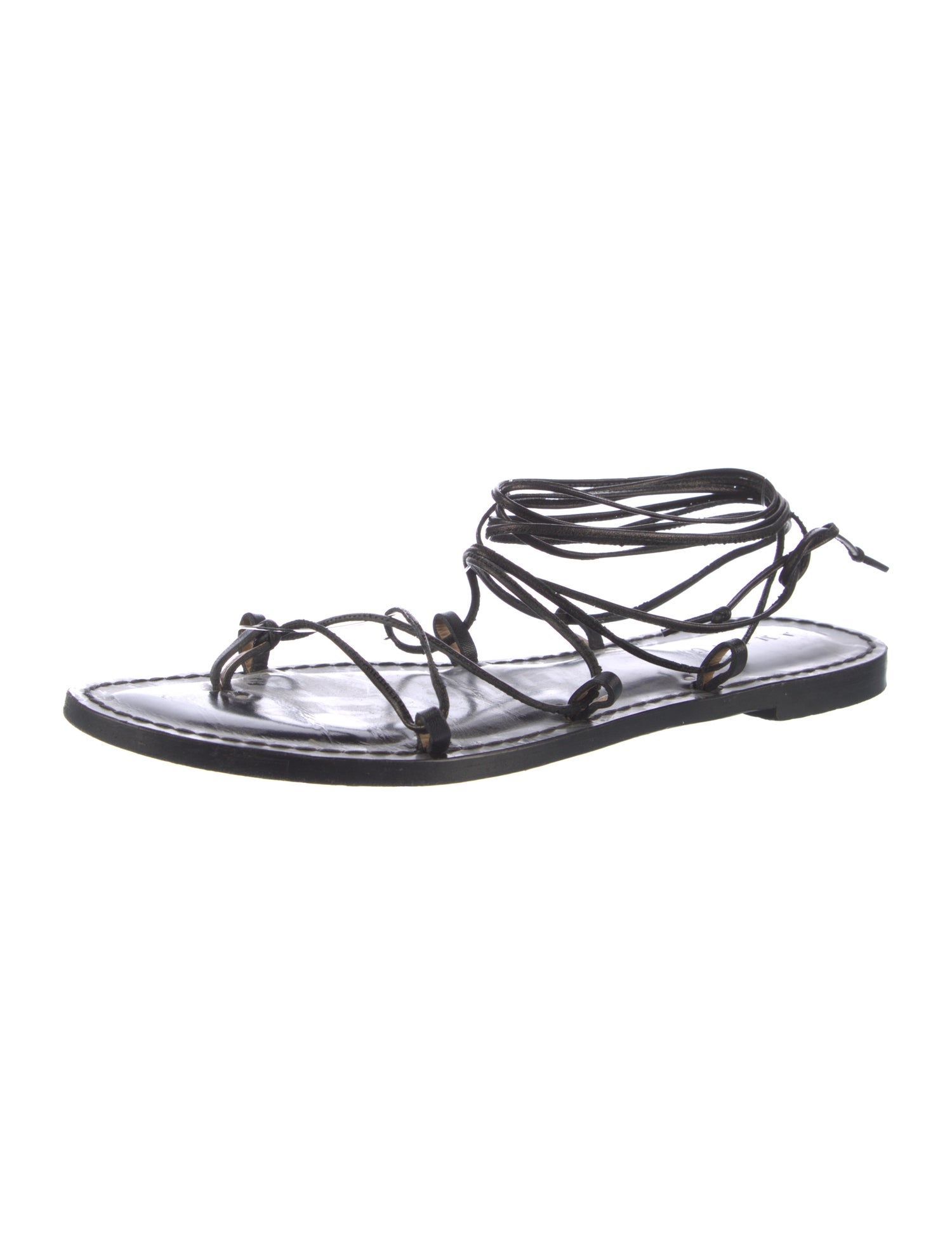 Amanu Leather Leather Trim Embellishment Gladiator Sandals