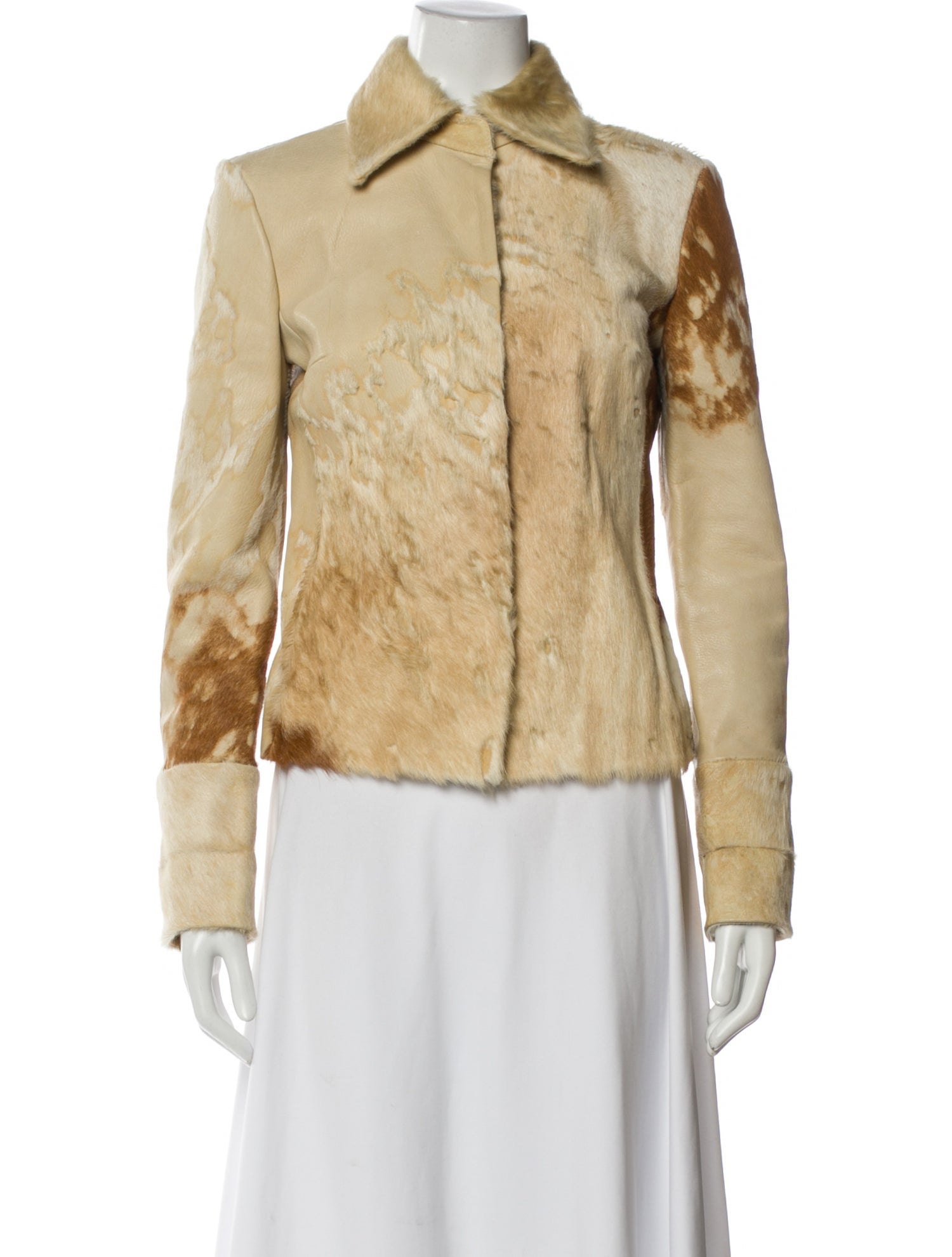 bisou bisou Ponyhair Printed Biker Jacket