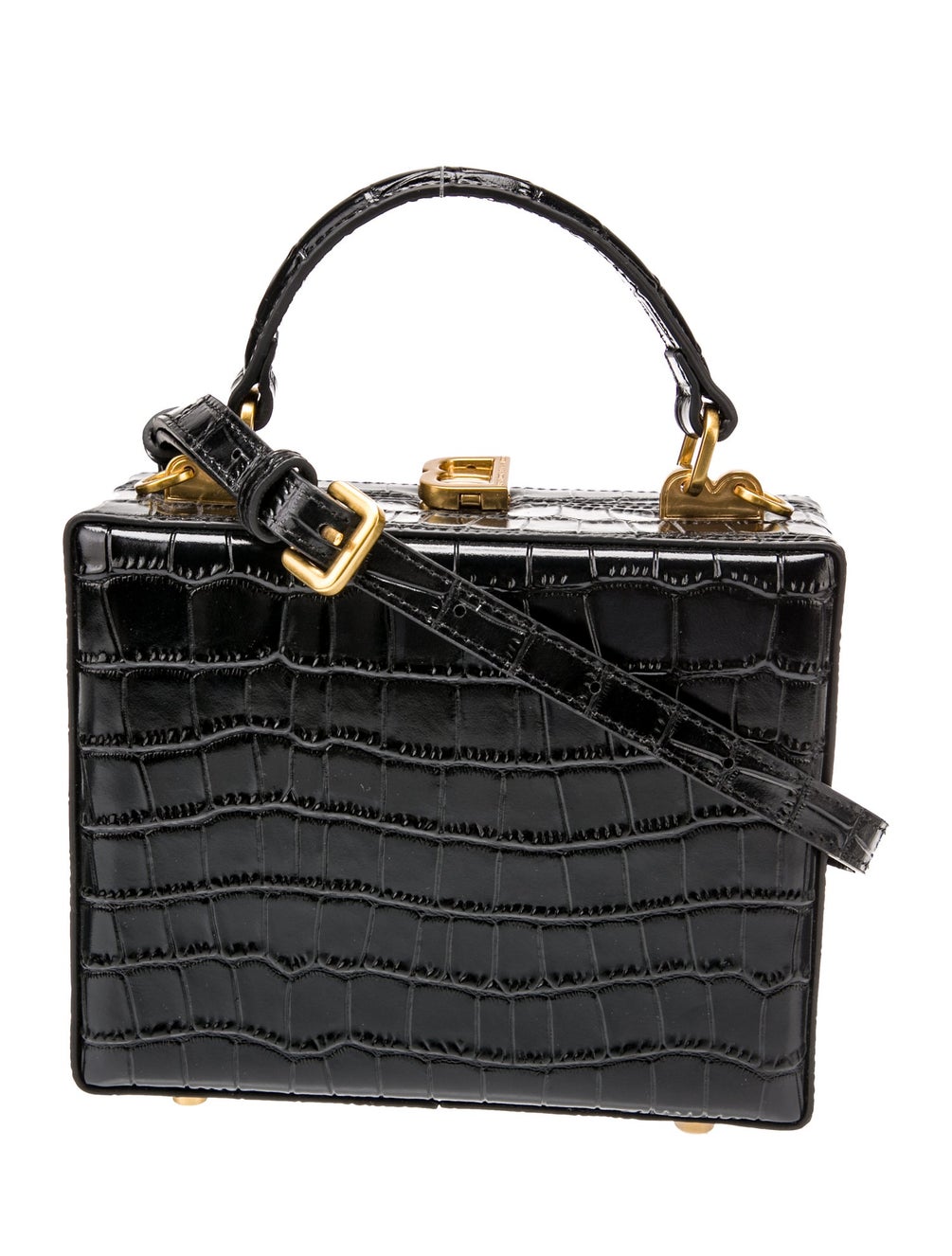 Brandon Blackwood Embossed Leather Top Handle Bag Black Handle Bags