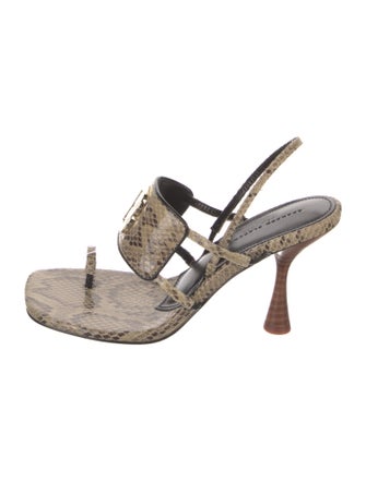 Brandon Blackwood Snakeskin Animal Print Slingback Sandals