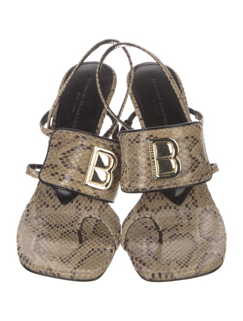 Brandon Blackwood Snakeskin Animal Print Slingback Sandals