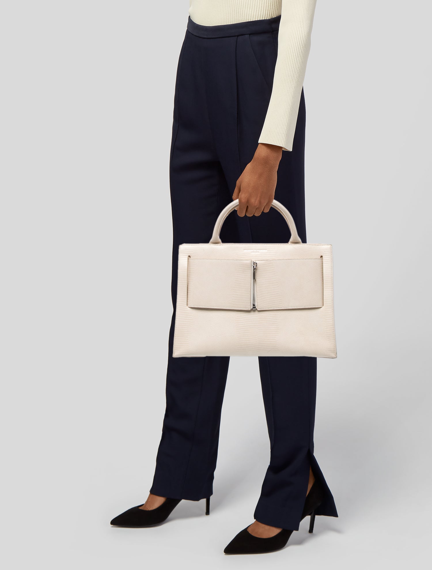 Brandon Blackwood Embossed Leather Top Handle Bag