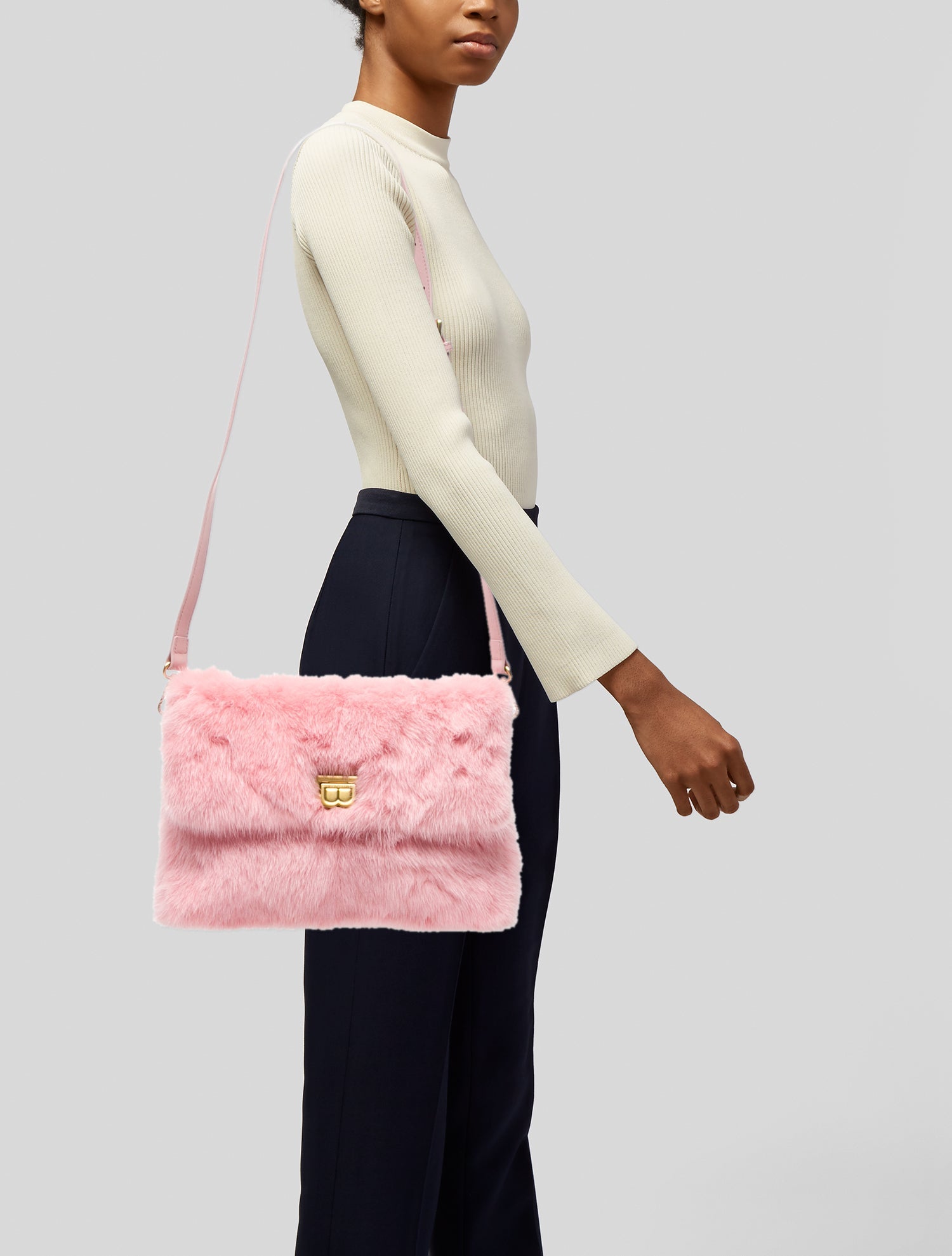 Brandon Blackwood Fur Top Handle Bag