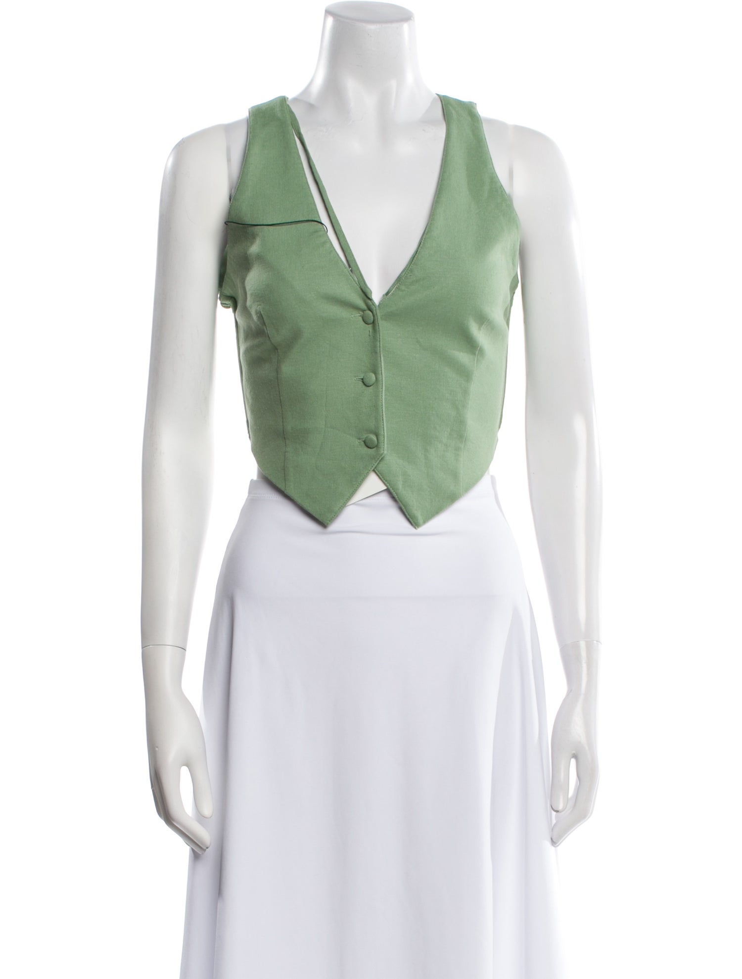 Camila Coelho V-Neck Sleeveless Crop Top