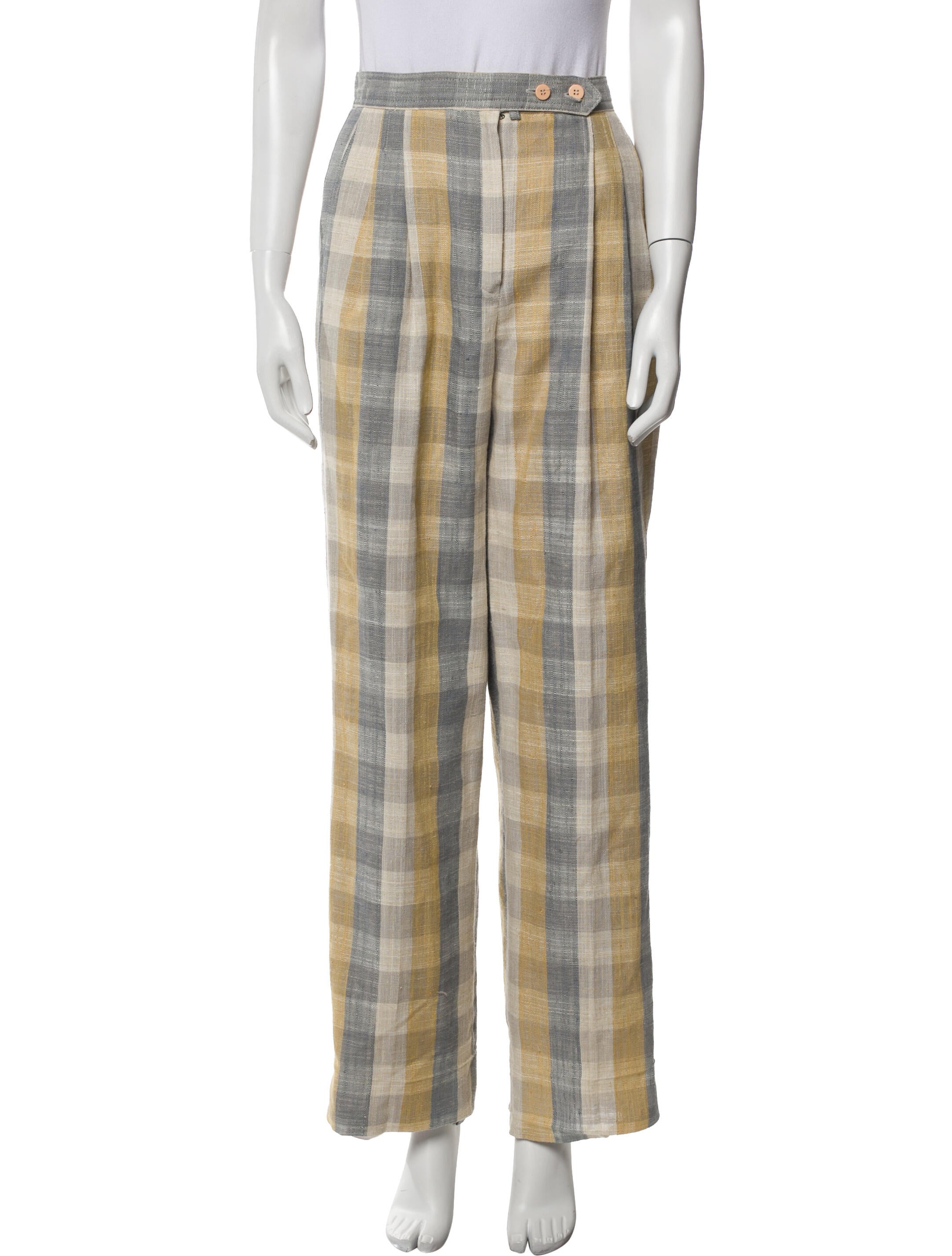 Christian Dior Separates Plaid Print Wide Leg Pants