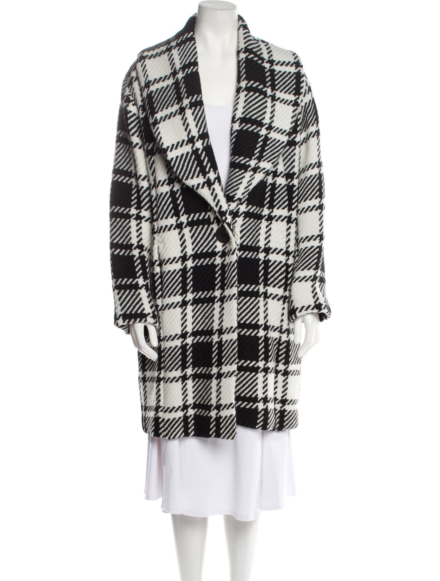 Carla G. Plaid Print Coat w/ Tags