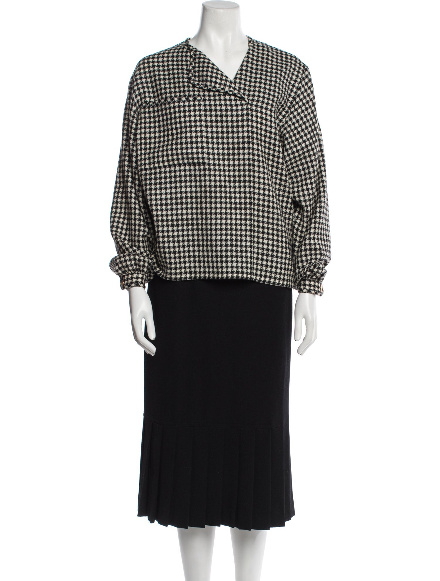 Cassandra Los Angeles Wool Houndstooth Print Skirt Suit