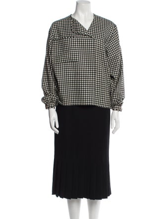 Cassandra Los Angeles Wool Houndstooth Print Skirt Suit