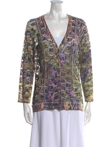 David Cline Knitwear Nylon Printed Sweater L