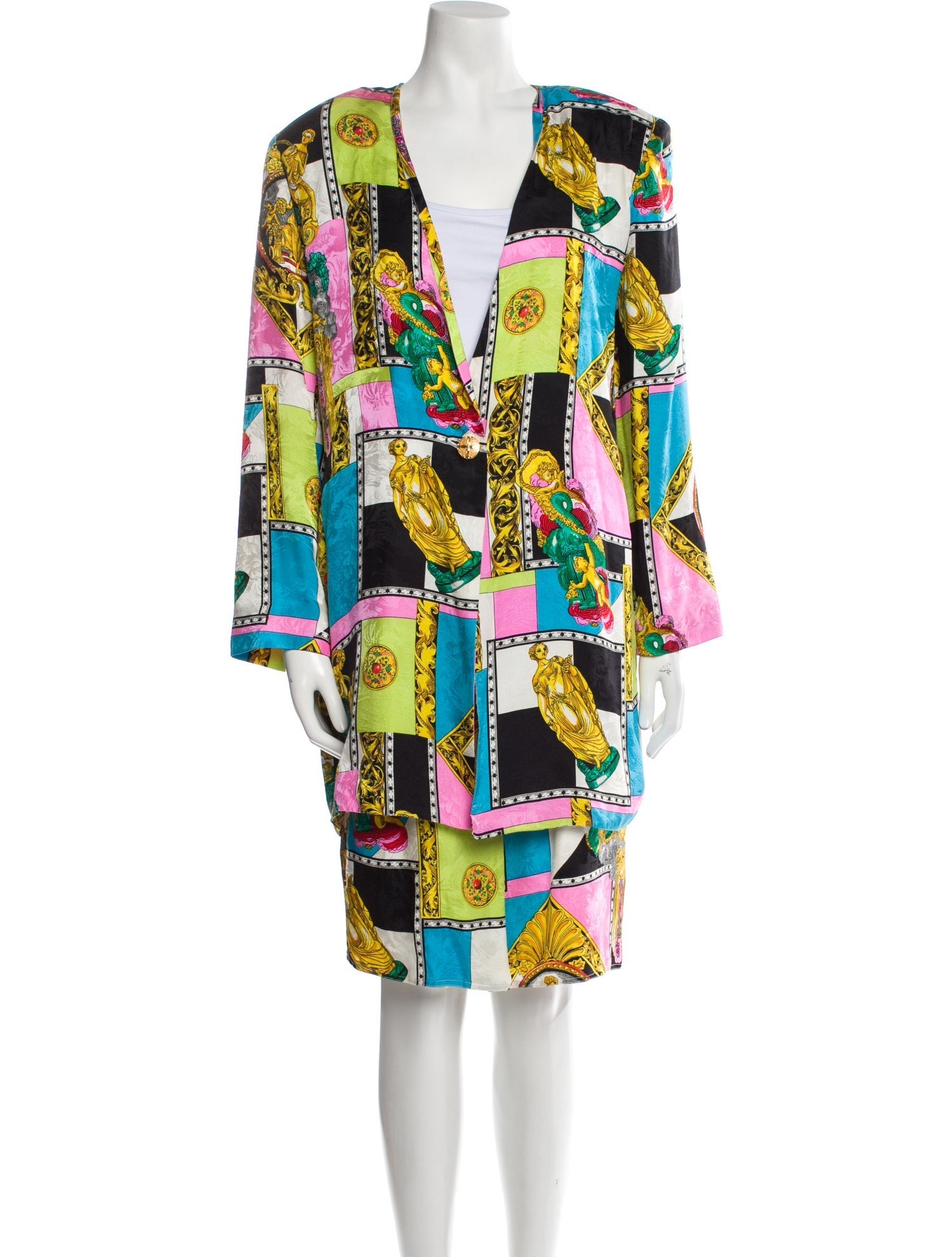 Diane Freis Printed Pleated Accents Skirt Suit