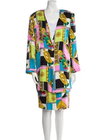 Diane Freis Suits and Sets Printed Pleated Accents Skirt Suit S
