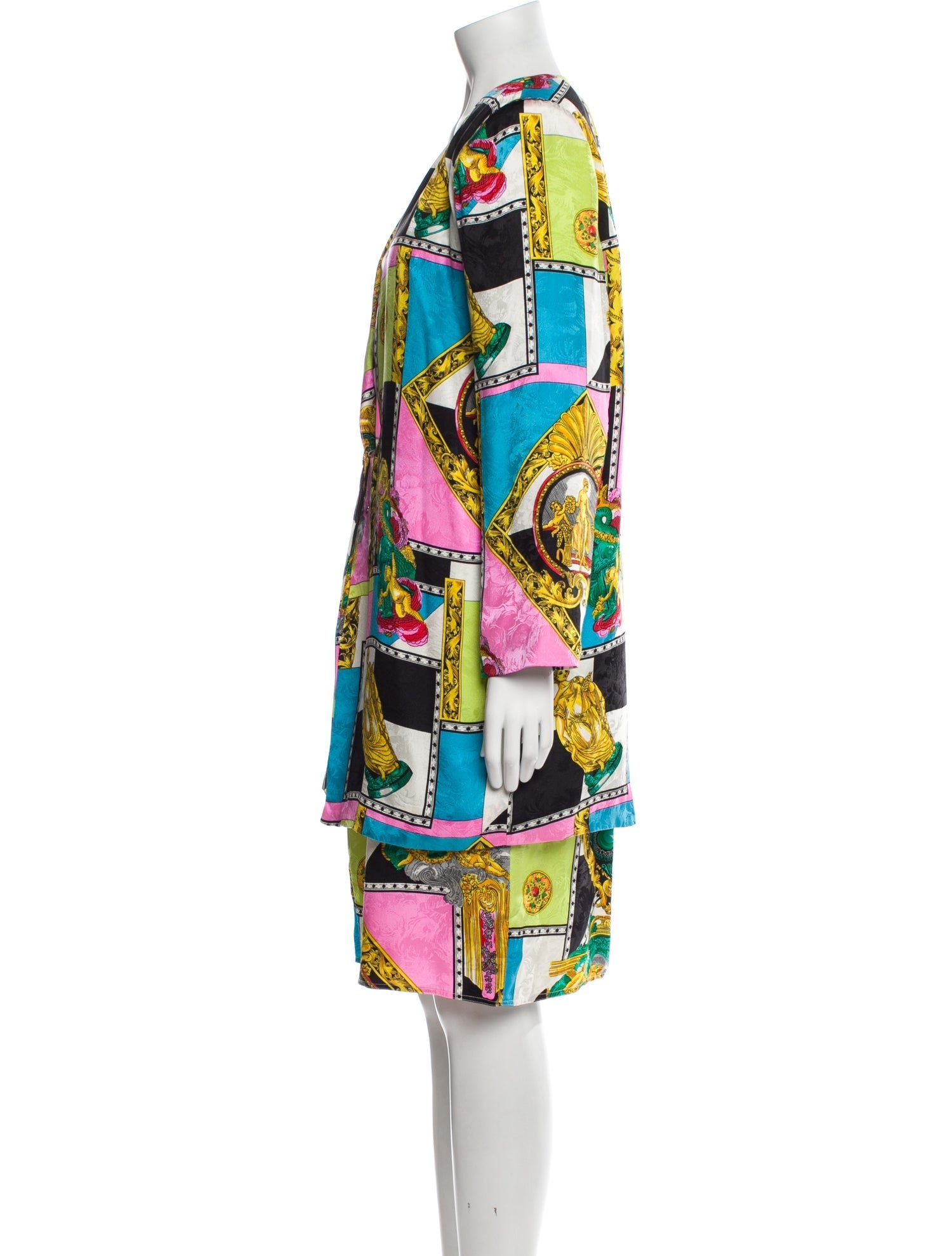 Diane Freis Printed Pleated Accents Skirt Suit