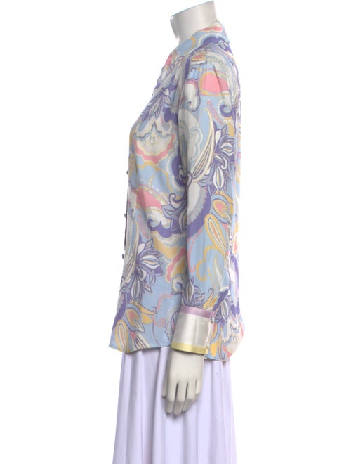 DMN Printed Long Sleeve Button-Up Top