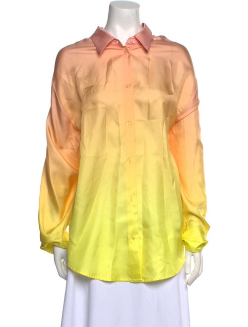 DMN Silk Long Sleeve Button-Up Top