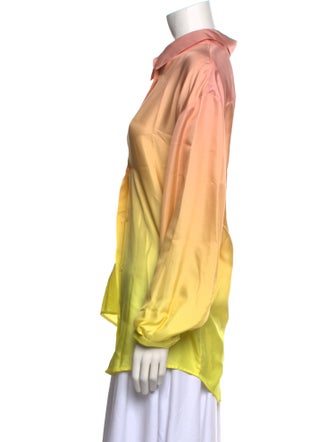 DMN Silk Long Sleeve Button-Up Top