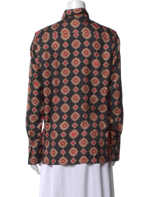 DMN Silk Printed Button-Up Top