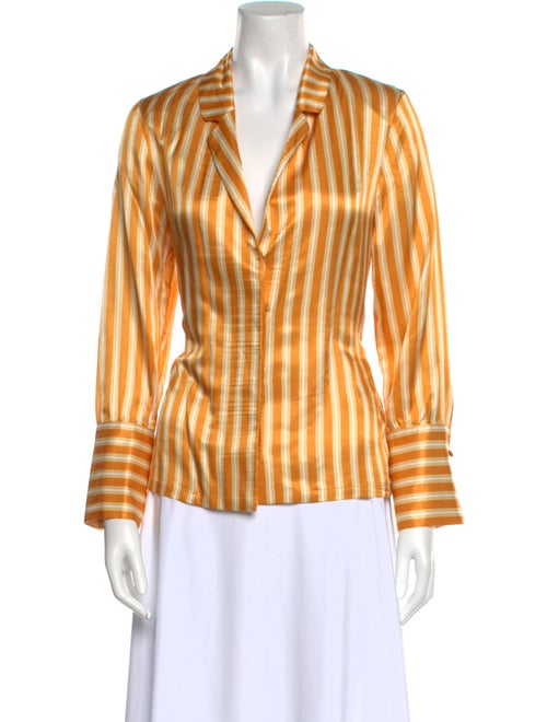 DMN Striped V-Neck Button-Up Top