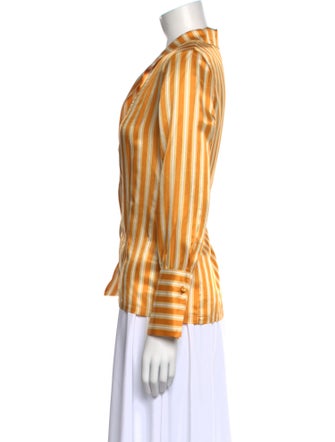 DMN Striped V-Neck Button-Up Top