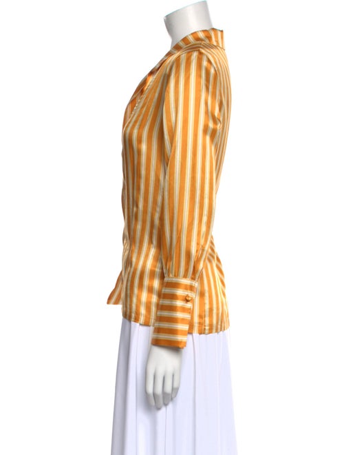 DMN Striped V-Neck Button-Up Top