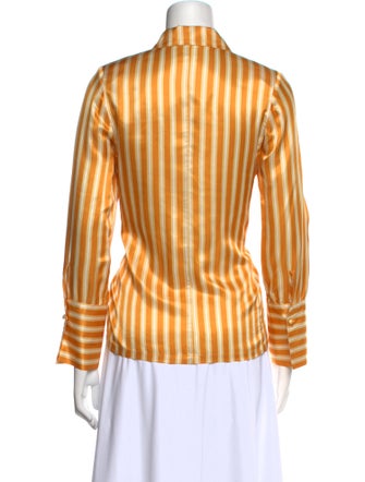 DMN Striped V-Neck Button-Up Top