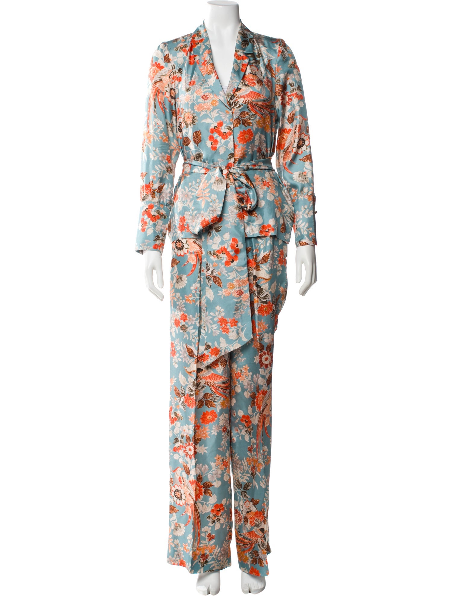 DMN Silk Floral Print Pantsuit