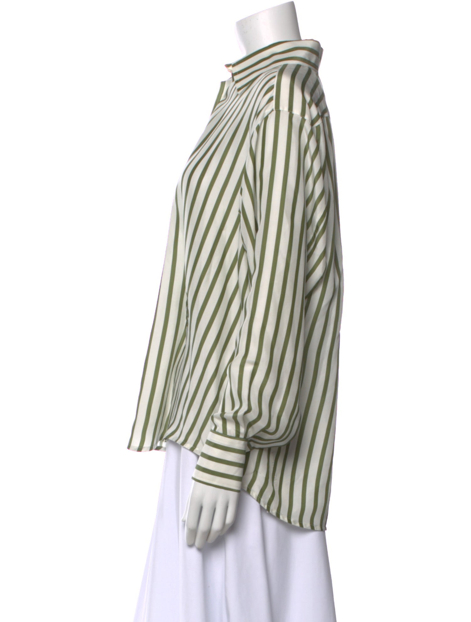 DMN Silk Striped Button-Up Top
