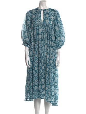 Daughters of India Floral Print Midi Length Dress