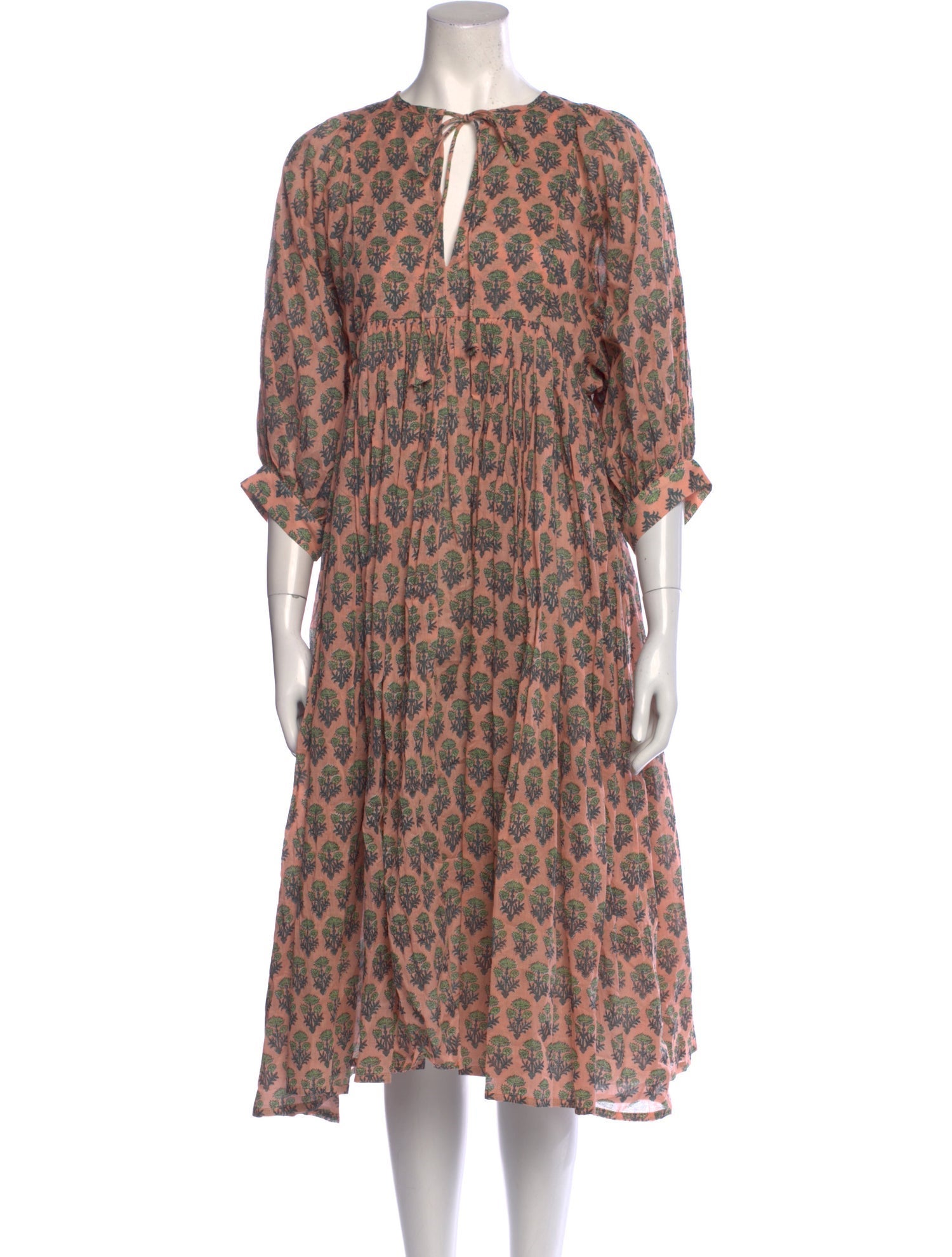 Daughters of India Floral Print Midi Length Dress