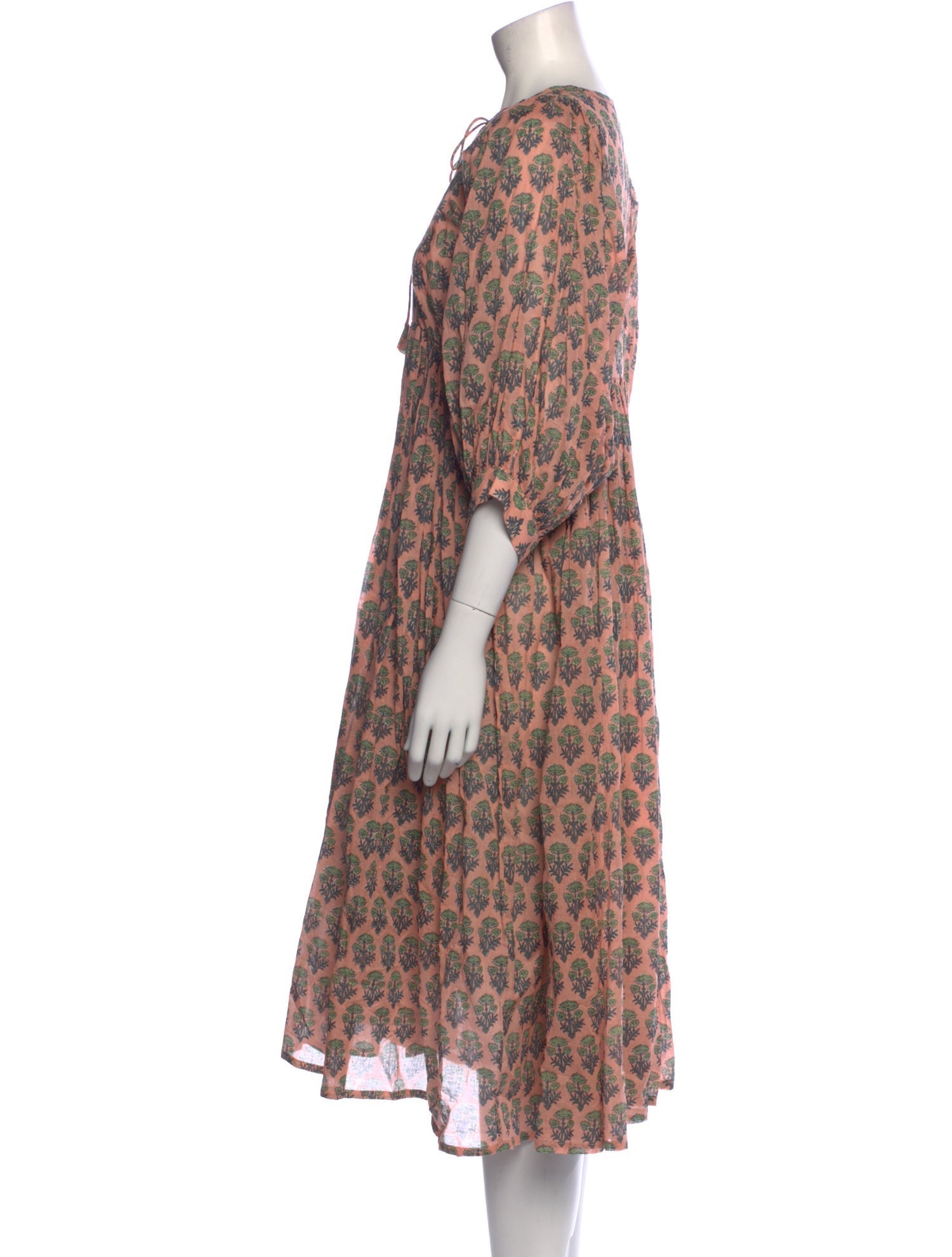 Daughters of India Floral Print Midi Length Dress