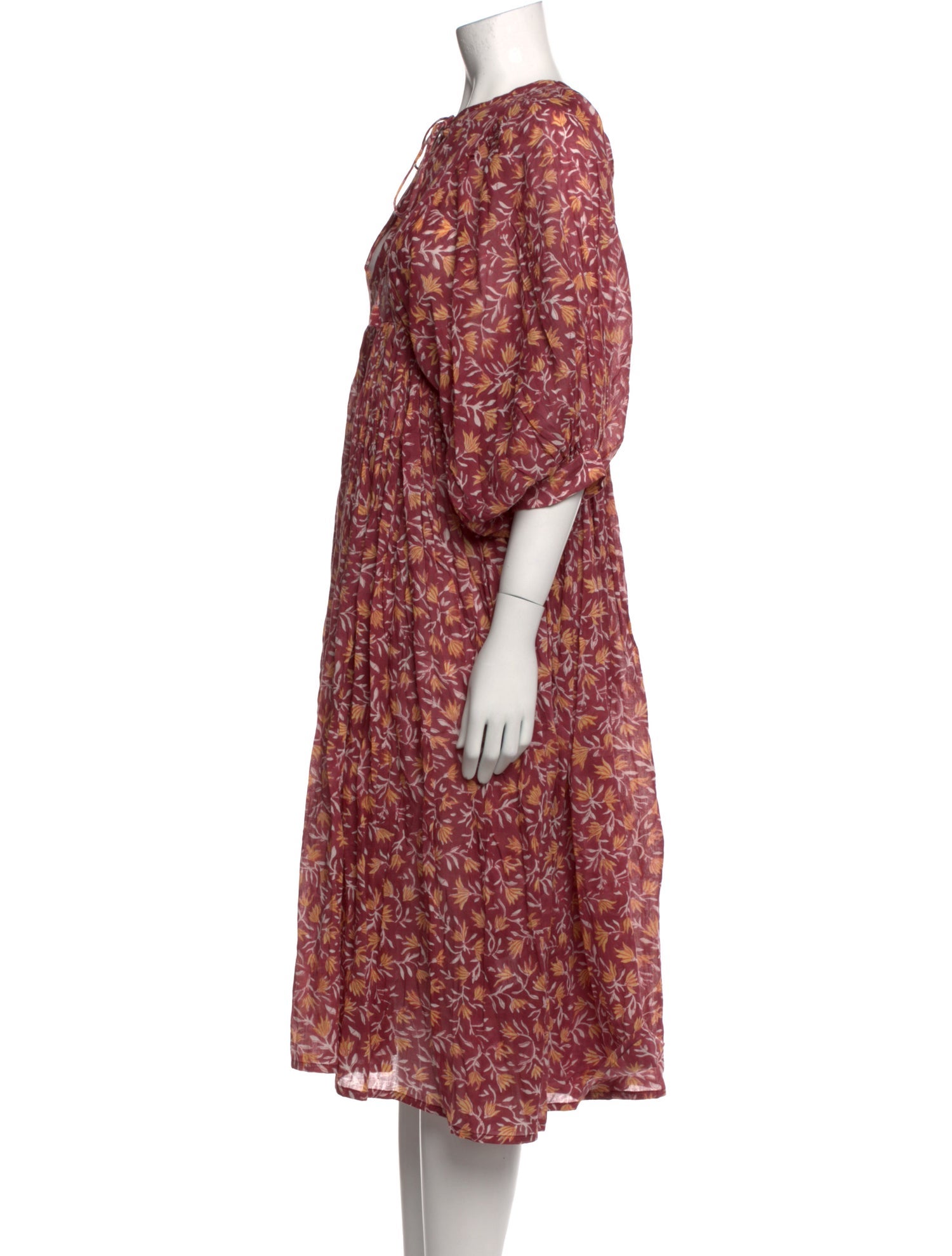 Daughters of India Floral Print Midi Length Dress