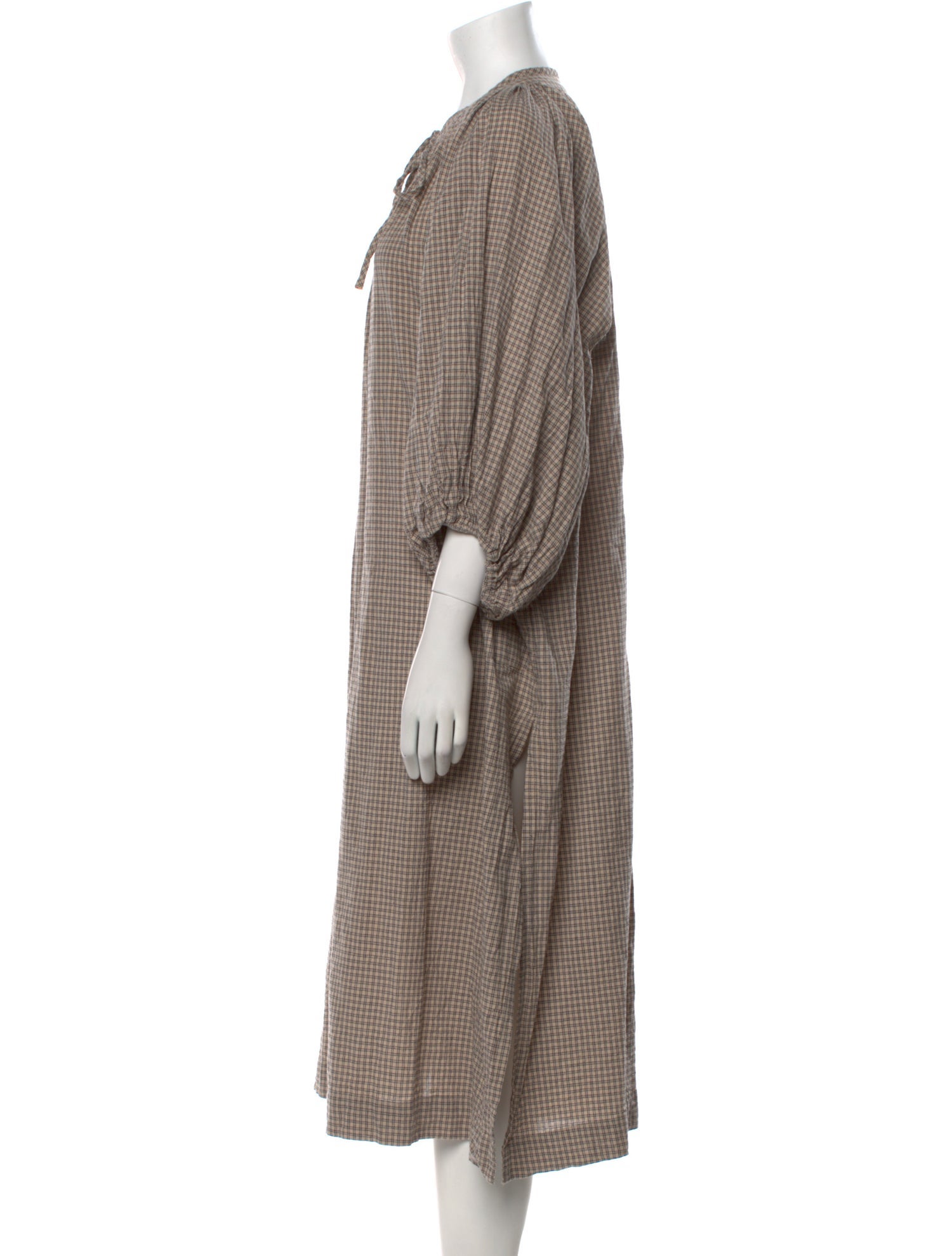 Daughters of India Plaid Print Long Dress