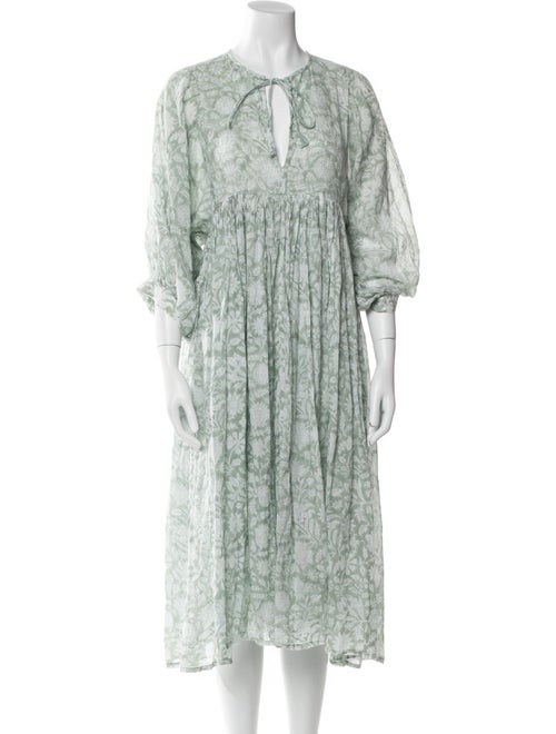 Daughters of India Floral Print Midi Length Dress