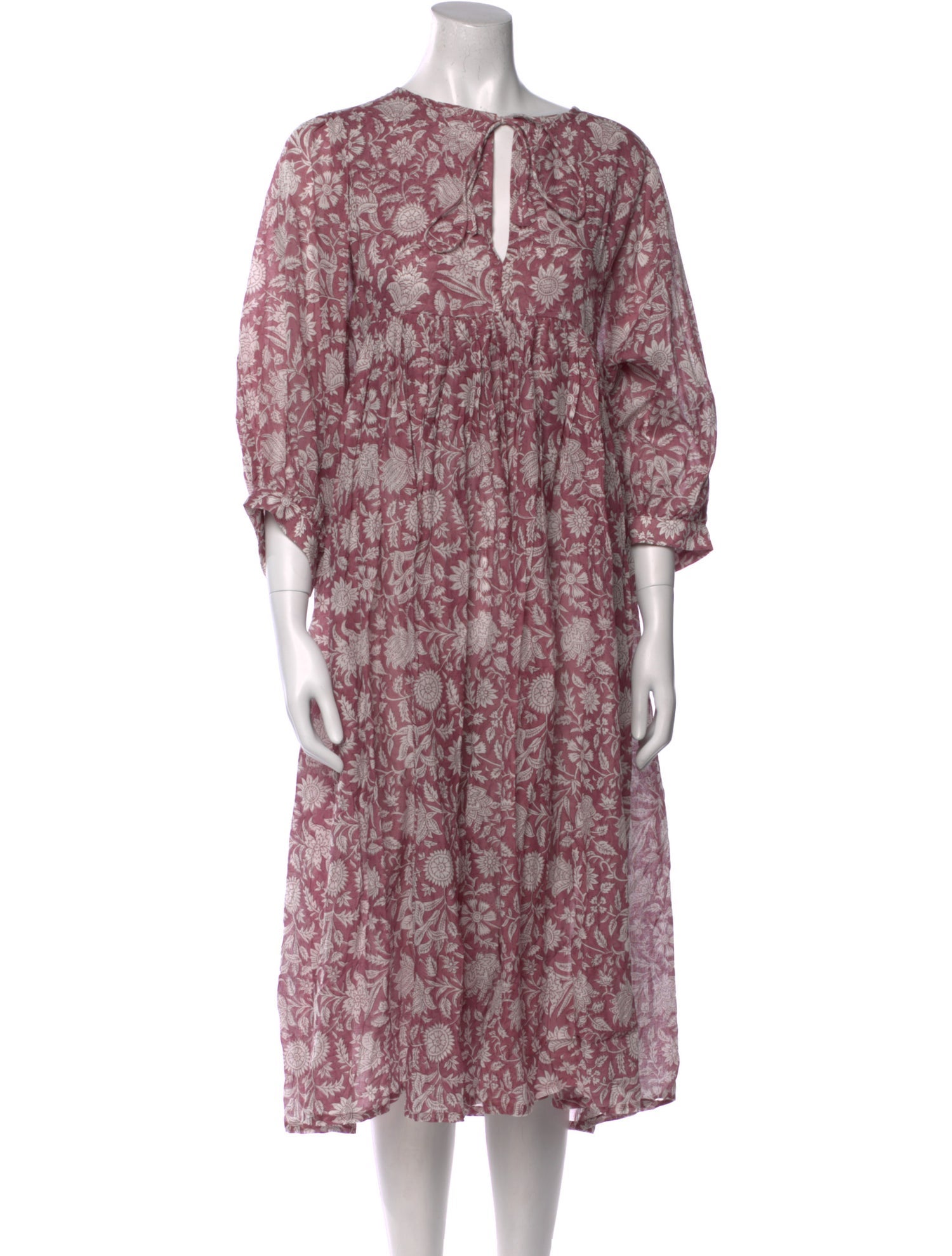 Daughters of India Floral Print Midi Length Dress w/ Tags