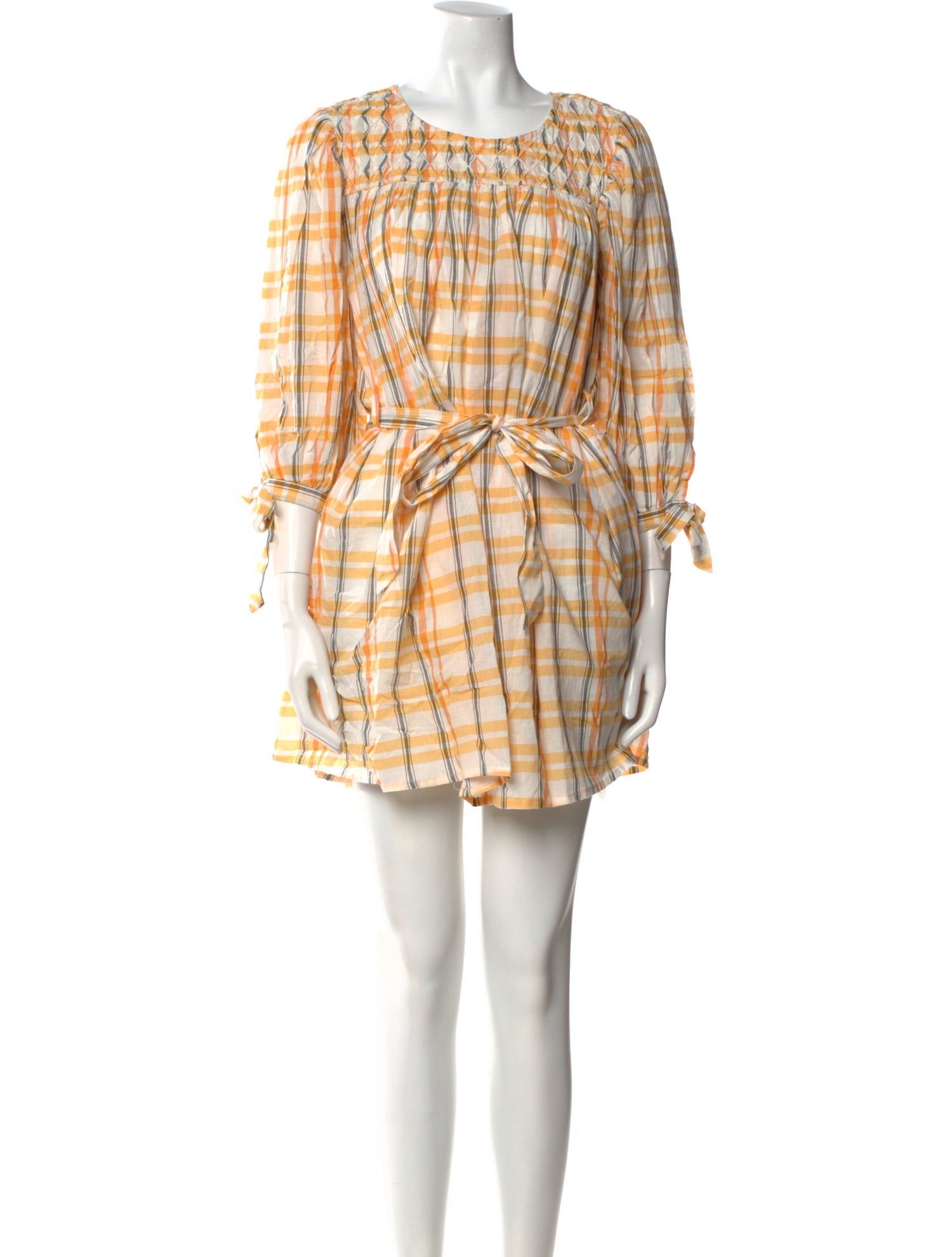 Daughters of India Plaid Print Mini Dress