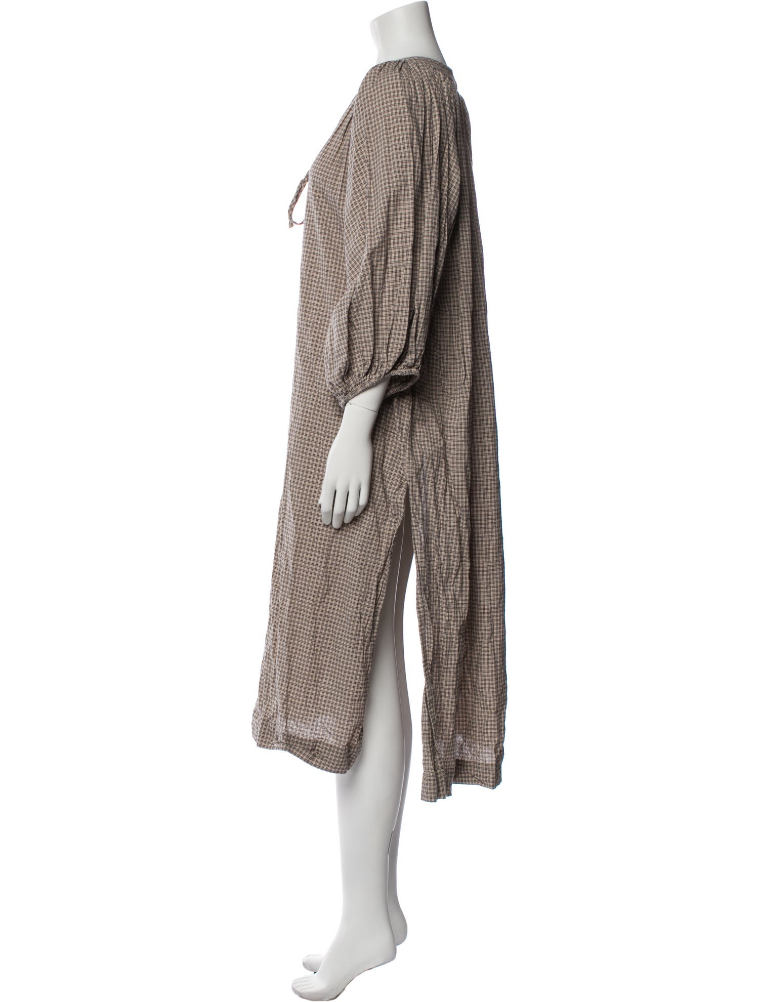 Daughters of India Plaid Print Midi Length Dress