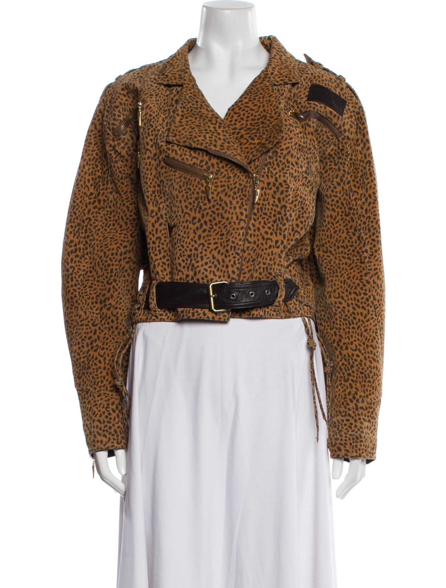 Echtes Leder Silk Animal Print Biker Jacket