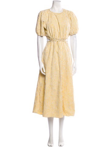 en saison Dresses Plaid Print Midi Length Dress M