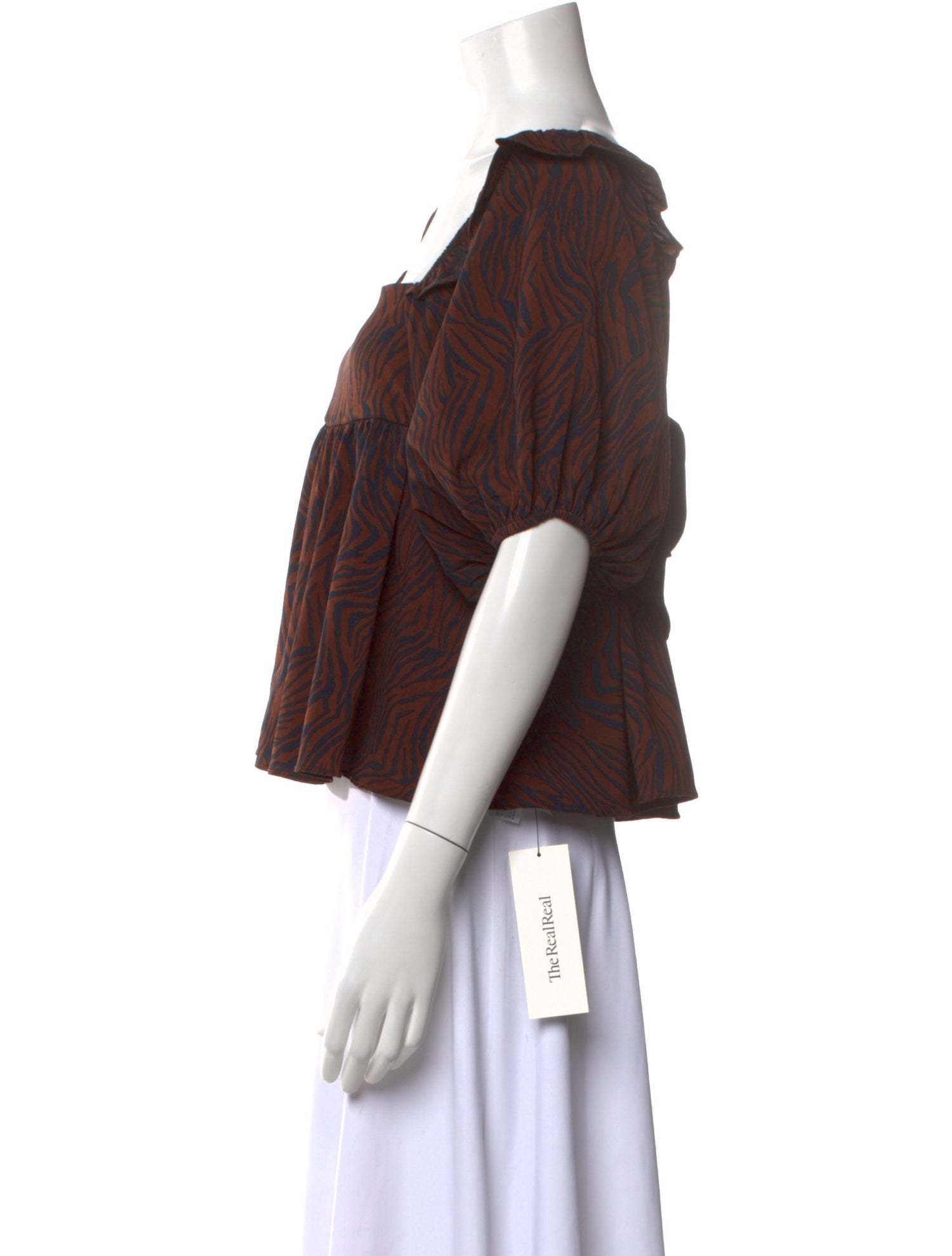 en saison Printed Square Neckline Blouse