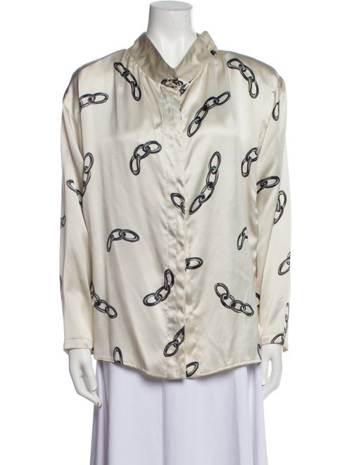 Fontana couture Silk Printed Button-Up Top