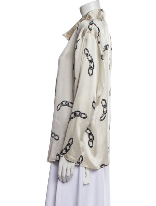 Fontana couture Silk Printed Button-Up Top