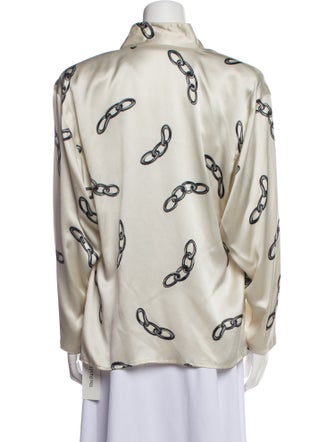 Fontana couture Silk Printed Button-Up Top