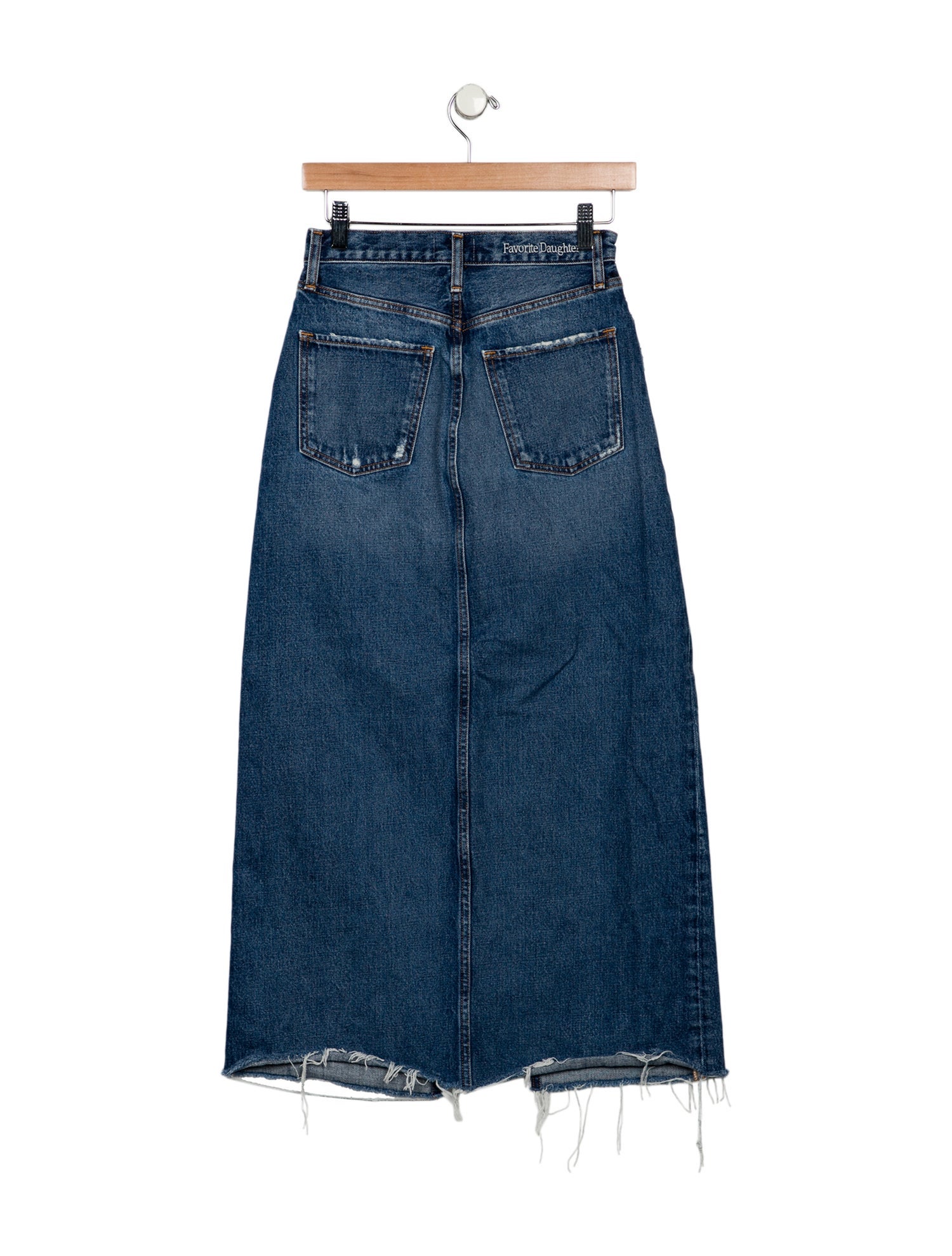 Favorite Daughter Distressed Accents Midi Length Skirt