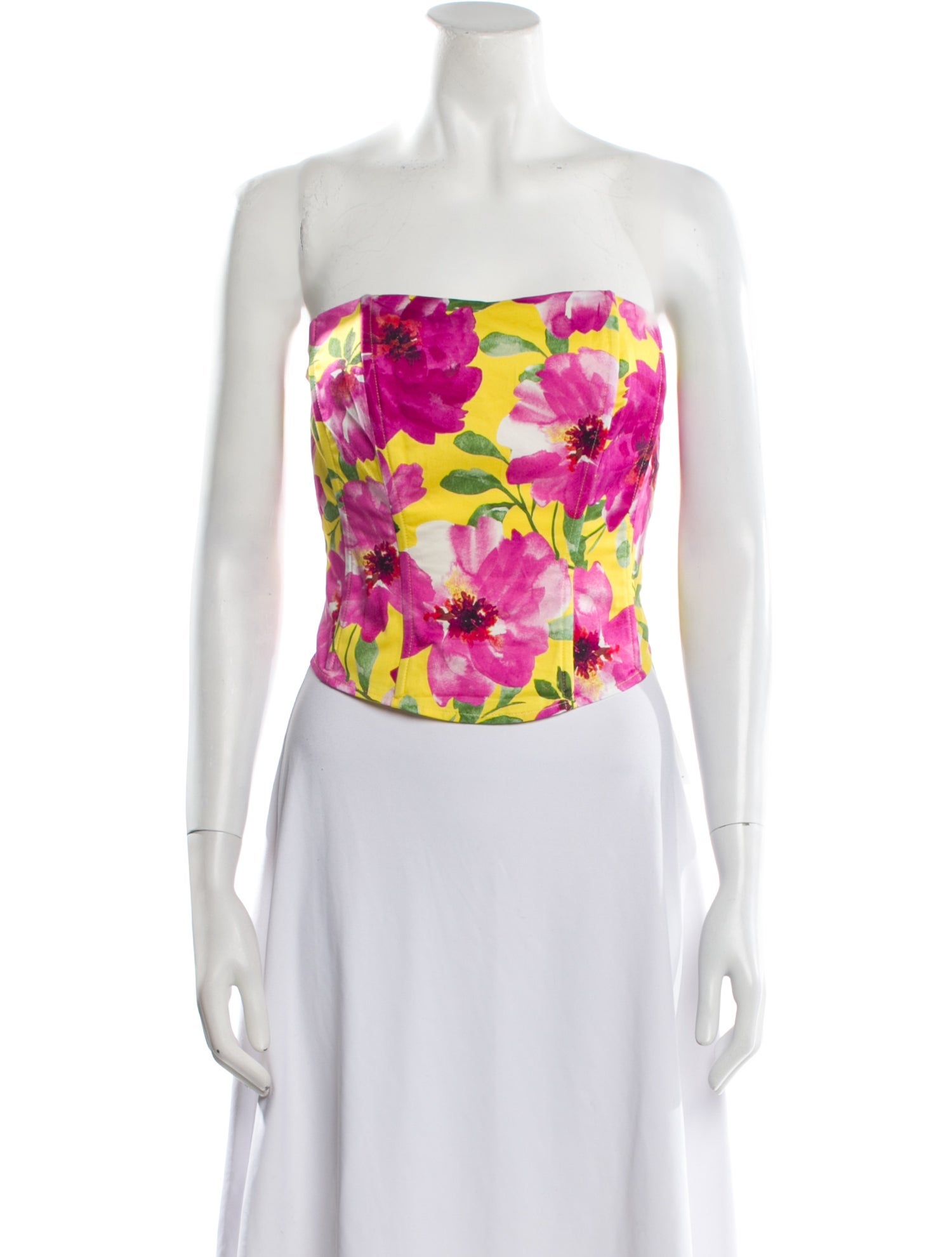 Favorite Daughter Floral Print Strapless Crop Top