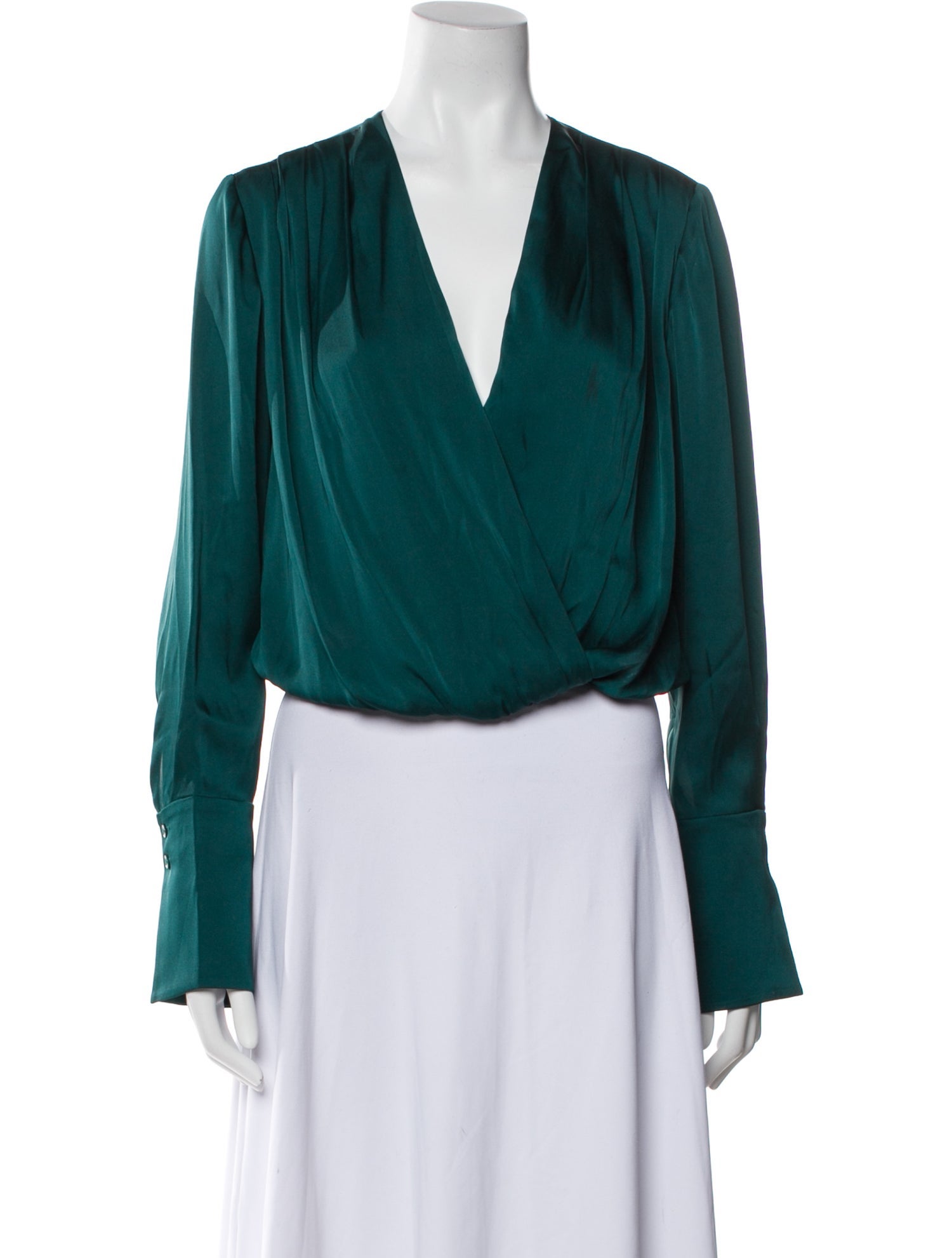 Favorite Daughter Plunge Neckline Long Sleeve Crop Top