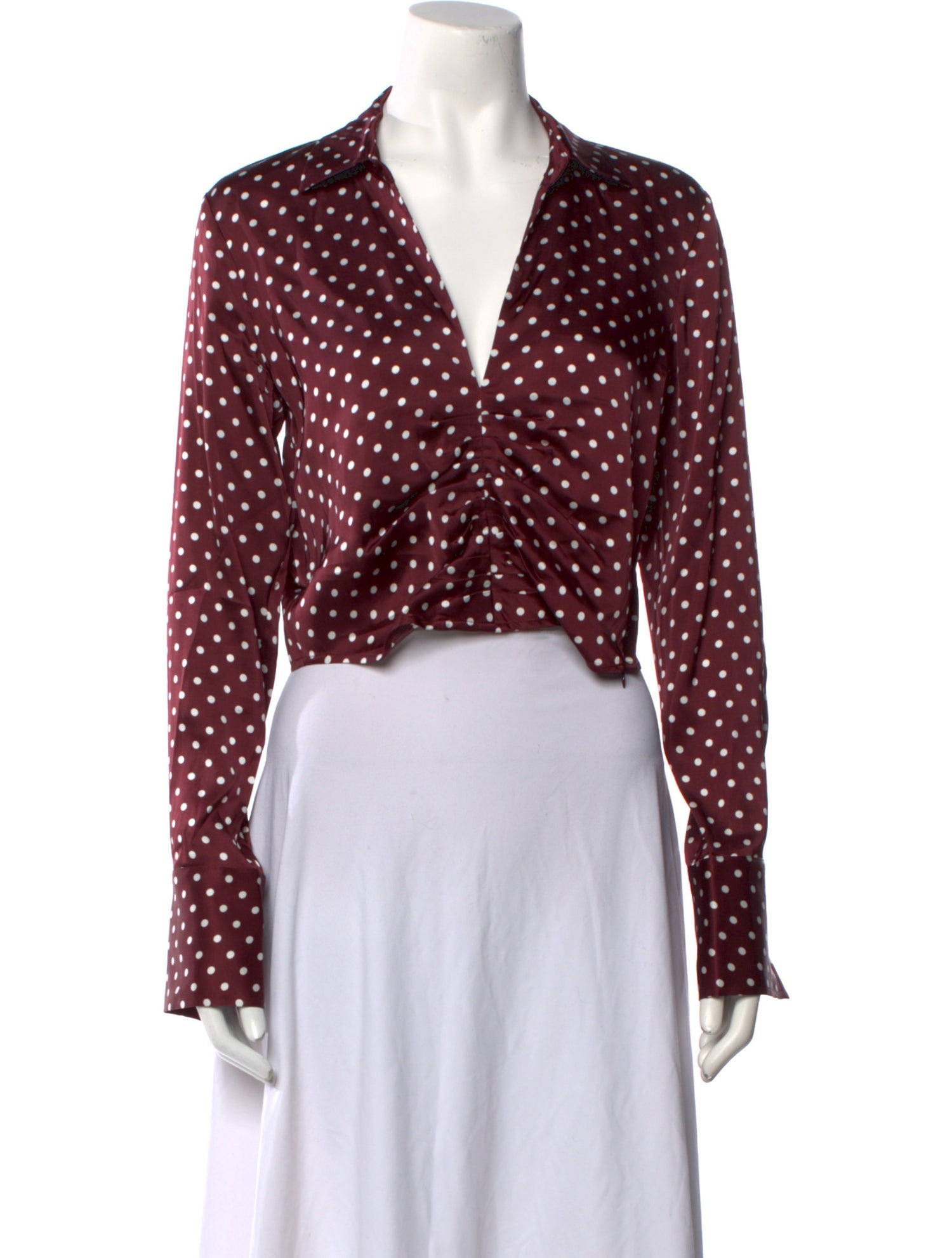 Favorite Daughter Polka Dot Print Long Sleeve Crop Top