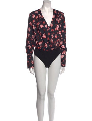 Favorite Daughter Tops Floral Print V-Neck Bodysuit S