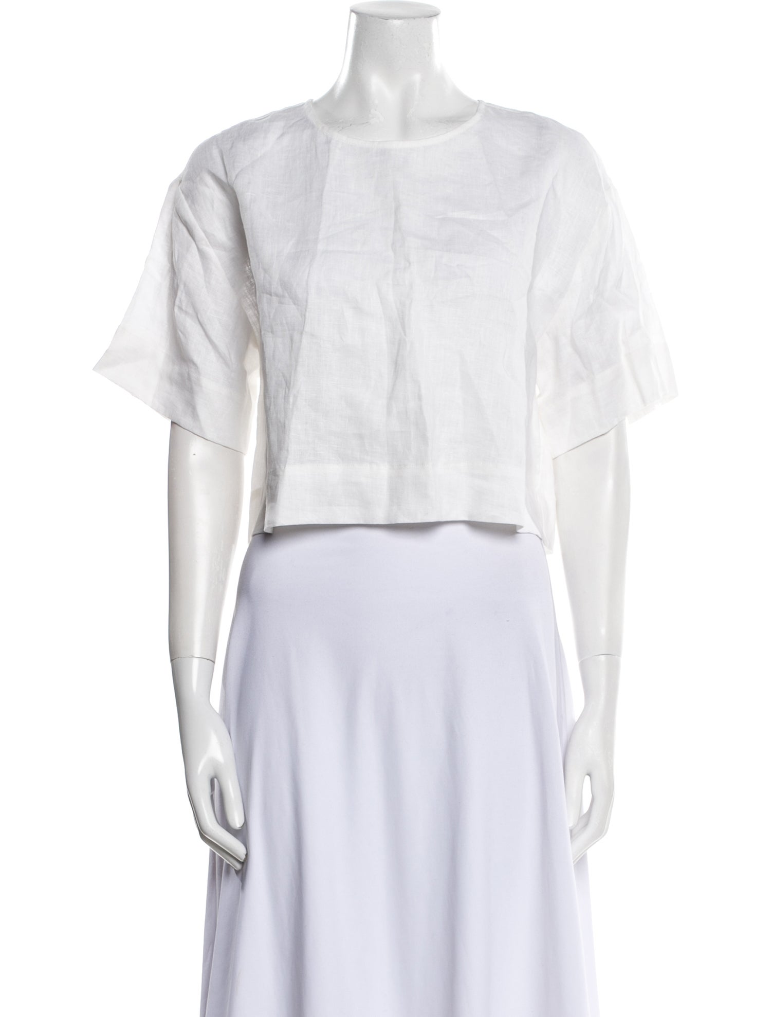 Favorite Daughter Linen Crew Neck Crop Top