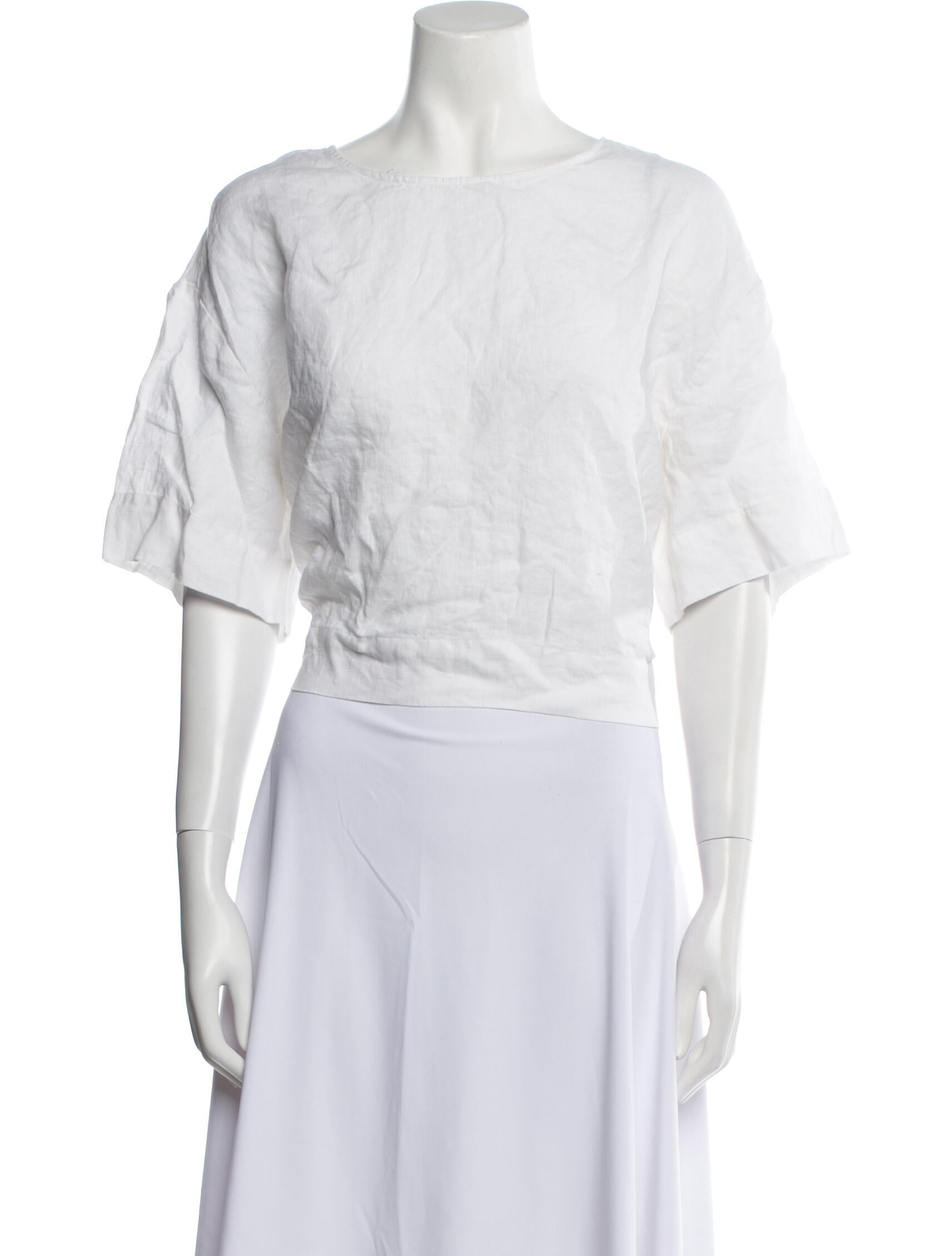 Favorite Daughter Linen Bateau Neckline Crop Top