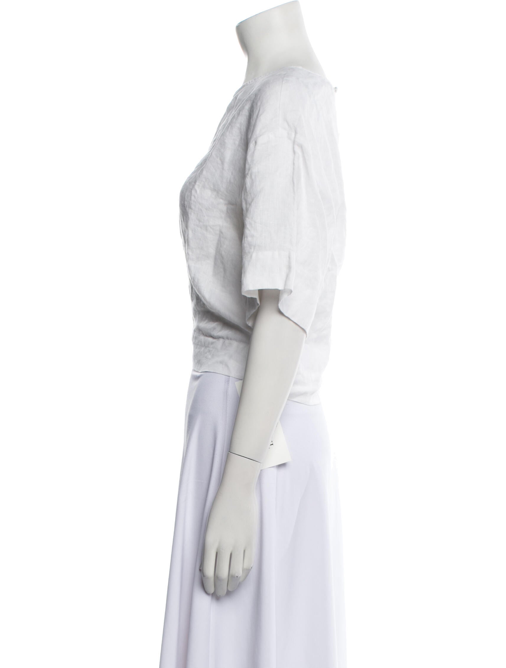 Favorite Daughter Linen Bateau Neckline Crop Top