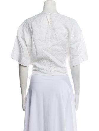 Favorite Daughter Linen Bateau Neckline Crop Top